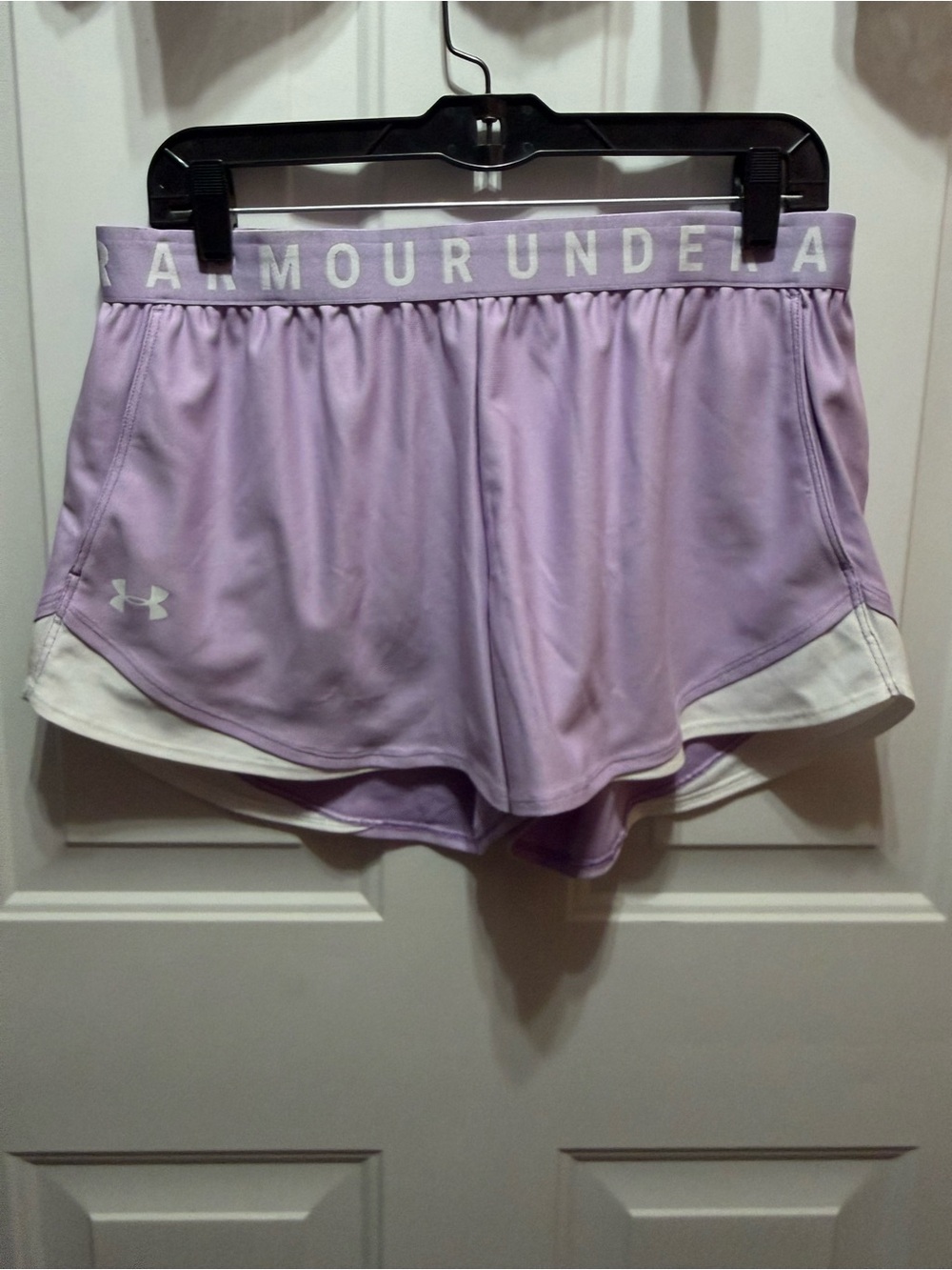 Under Armour Women's Lavender Athletic Shorts with White Trim L